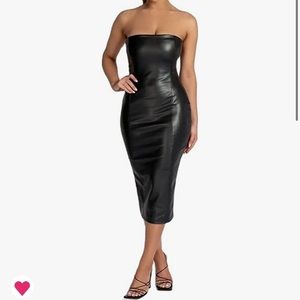 Black tight leather dress